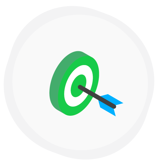 Ilustração alvo verde e branco e flecha azul